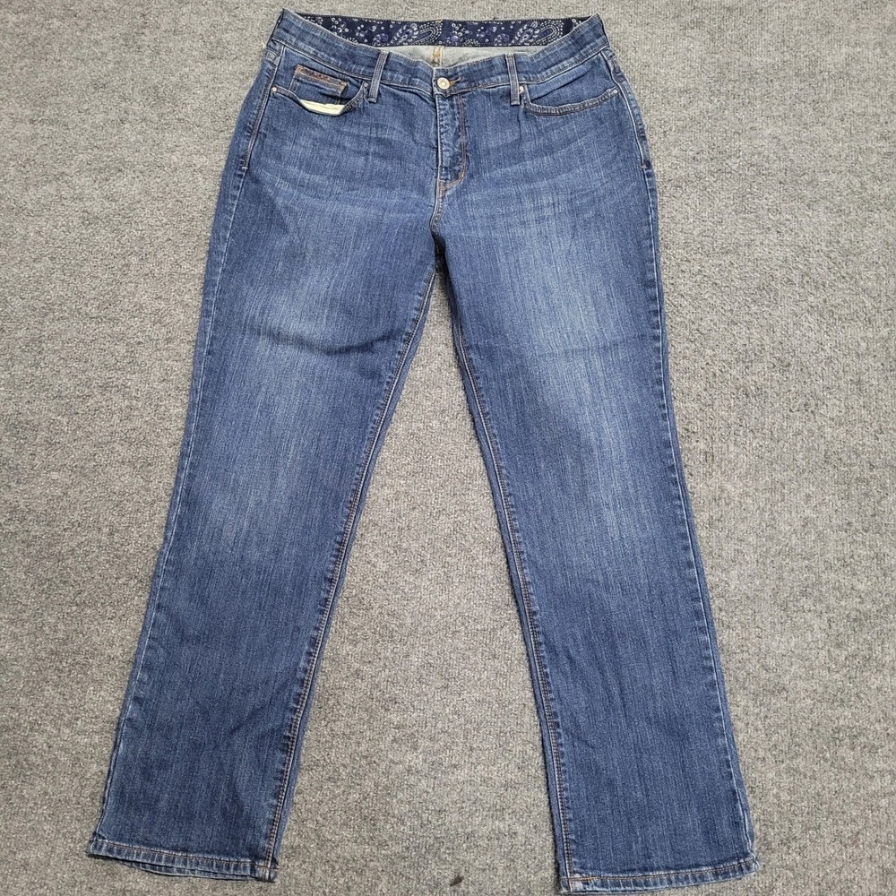 Levi's Jeans Womens Size 12 Medium Wash Straight Leg Mid Rise Denim Paisley Trim